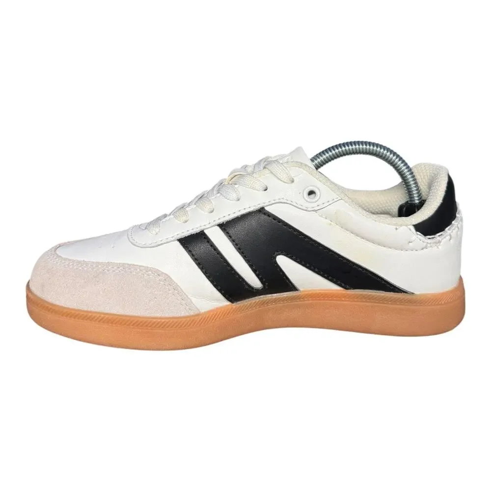 Lucky Step Women's 7 Sneakers White Black Sneakers Shoes Casual Suede